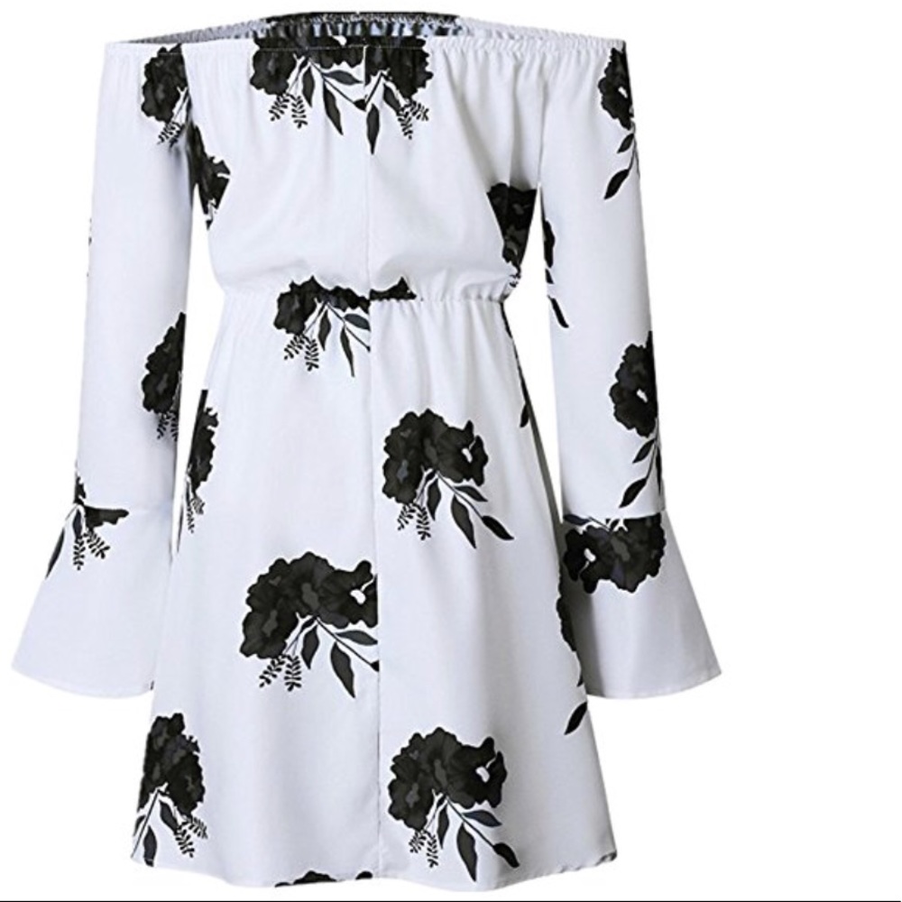 women off shoulder floral print mini dress - Picture 3 of 7